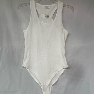 Zenana White Racerback Bodysuit